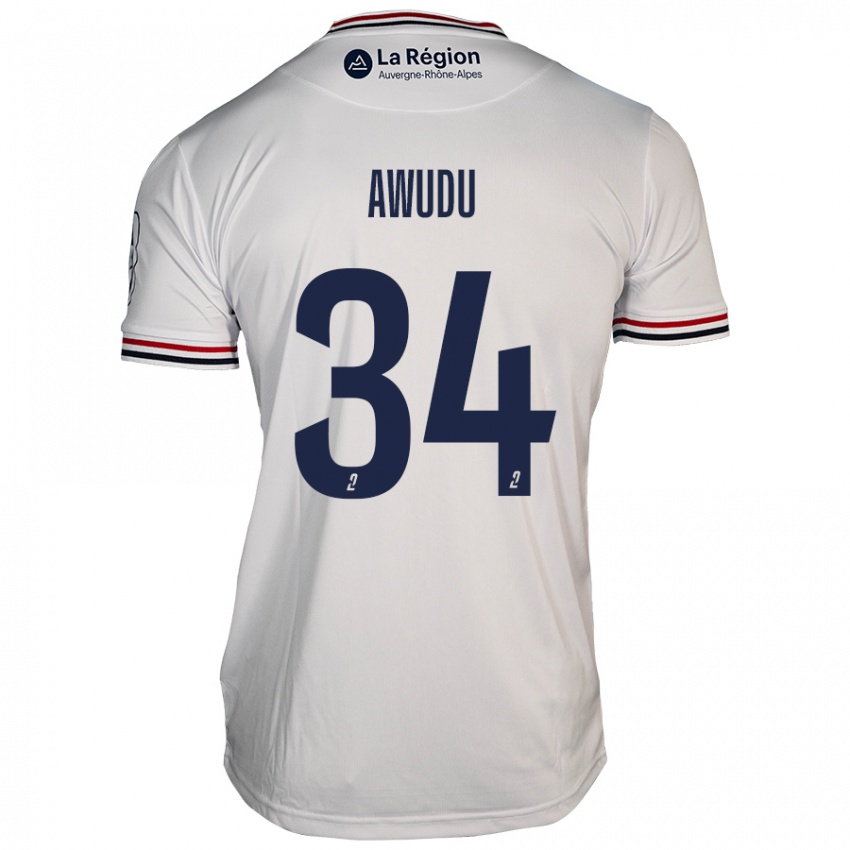 Enfant Maillot Sumaila Awudu #34 Blanc Tenues Extérieur 2024/25 T-Shirt Belgique