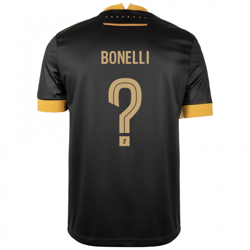 Kinderen Lucas Bonelli #0 Zwart Bruin Uitshirt Uittenue 2024/25 T-Shirt België