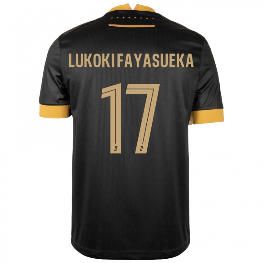 Kinderen Kévin Lukoki Fayasueka #17 Zwart Bruin Uitshirt Uittenue 2024/25 T-Shirt België