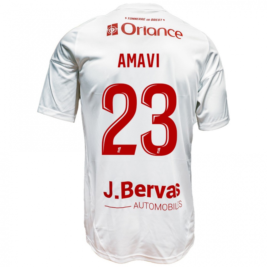 Kinderen Jordan Amavi #23 Wit Rood Uitshirt Uittenue 2024/25 T-Shirt België