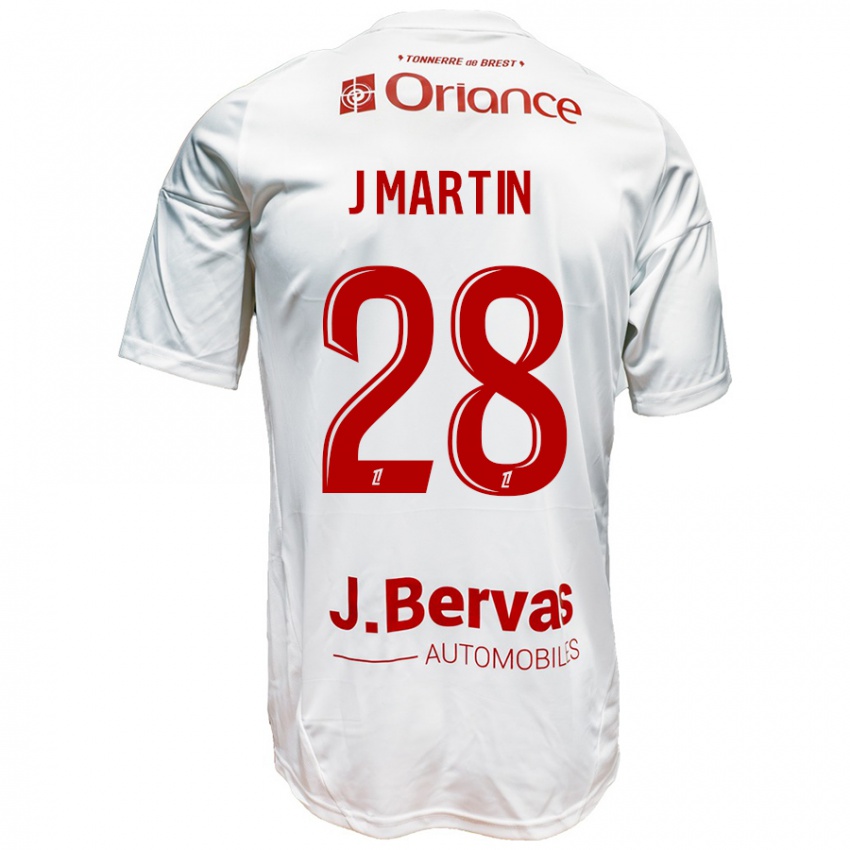 Kinderen Jonas Martin #28 Wit Rood Uitshirt Uittenue 2024/25 T-Shirt België