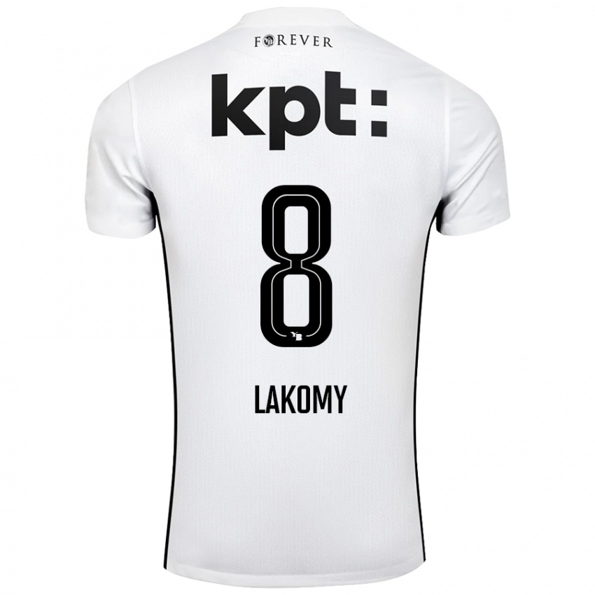 Enfant Maillot Lukasz Lakomy #8 Blanc Noir Tenues Extérieur 2024/25 T-Shirt Belgique