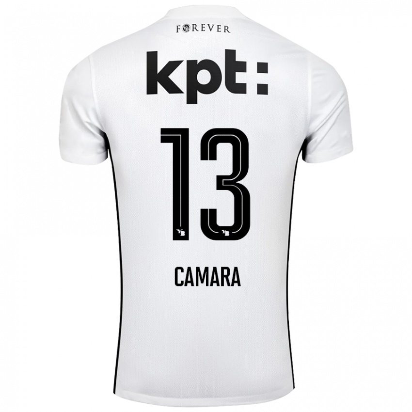 Enfant Maillot Mohamed Camara #13 Blanc Noir Tenues Extérieur 2024/25 T-Shirt Belgique