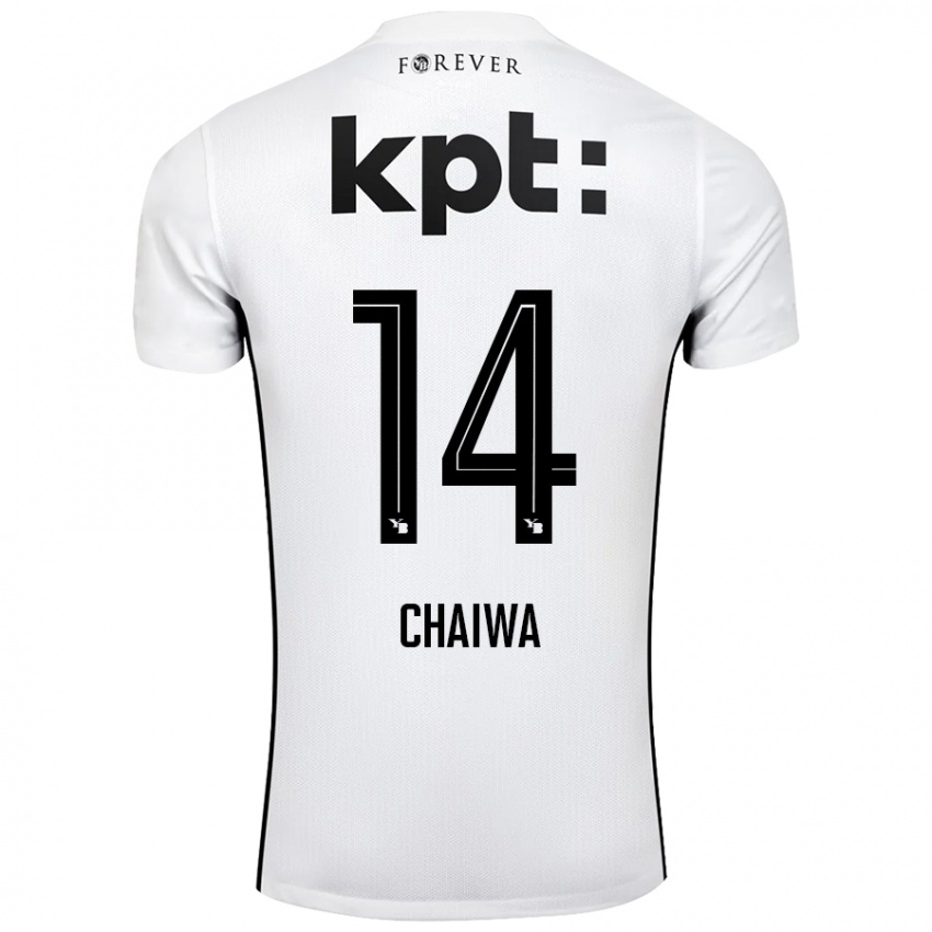 Enfant Maillot Miguel Chaiwa #14 Blanc Noir Tenues Extérieur 2024/25 T-Shirt Belgique