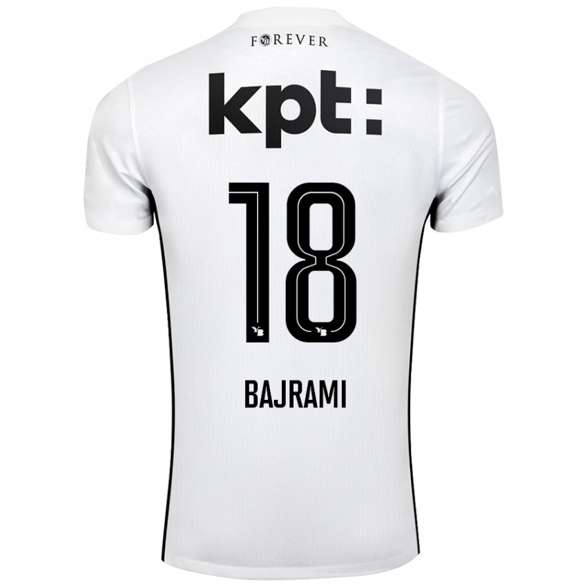 Enfant Maillot Ardian Bajrami #18 Blanc Noir Tenues Extérieur 2024/25 T-Shirt Belgique