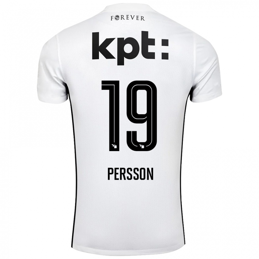 Enfant Maillot Noah Persson #19 Blanc Noir Tenues Extérieur 2024/25 T-Shirt Belgique