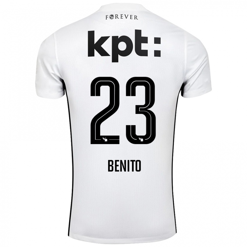 Enfant Maillot Loris Benito #23 Blanc Noir Tenues Extérieur 2024/25 T-Shirt Belgique