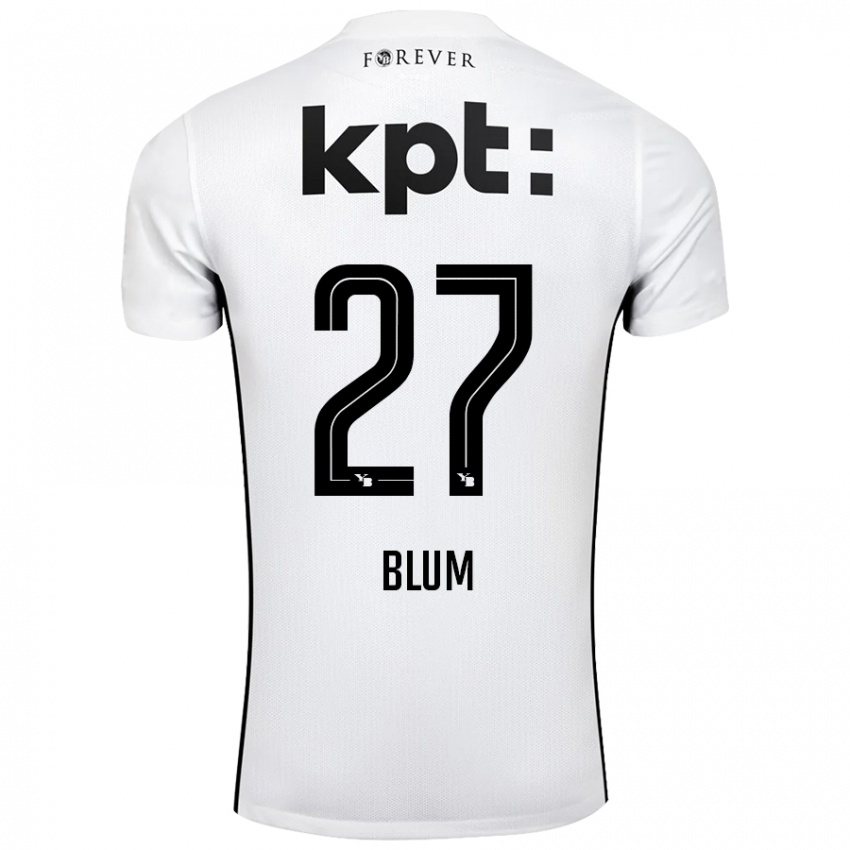 Enfant Maillot Lewin Blum #27 Blanc Noir Tenues Extérieur 2024/25 T-Shirt Belgique