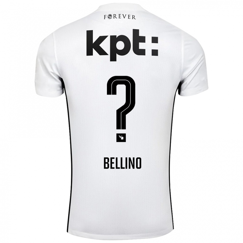 Enfant Maillot Mattia Bellino #0 Blanc Noir Tenues Extérieur 2024/25 T-Shirt Belgique