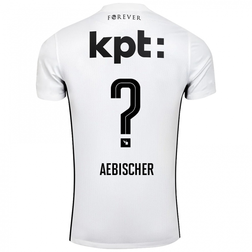 Enfant Maillot Nico Aebischer #0 Blanc Noir Tenues Extérieur 2024/25 T-Shirt Belgique