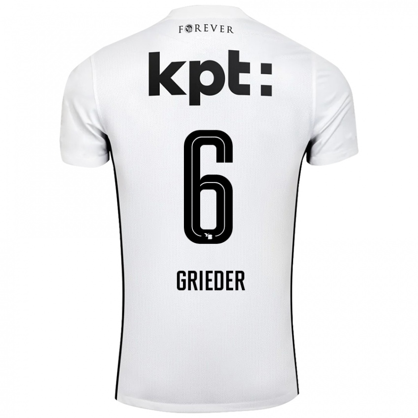 Enfant Maillot Lionel Grieder #6 Blanc Noir Tenues Extérieur 2024/25 T-Shirt Belgique