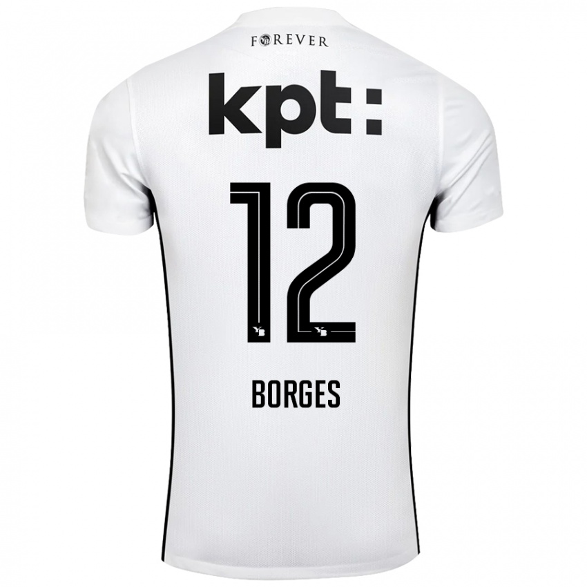 Enfant Maillot David Borges #12 Blanc Noir Tenues Extérieur 2024/25 T-Shirt Belgique