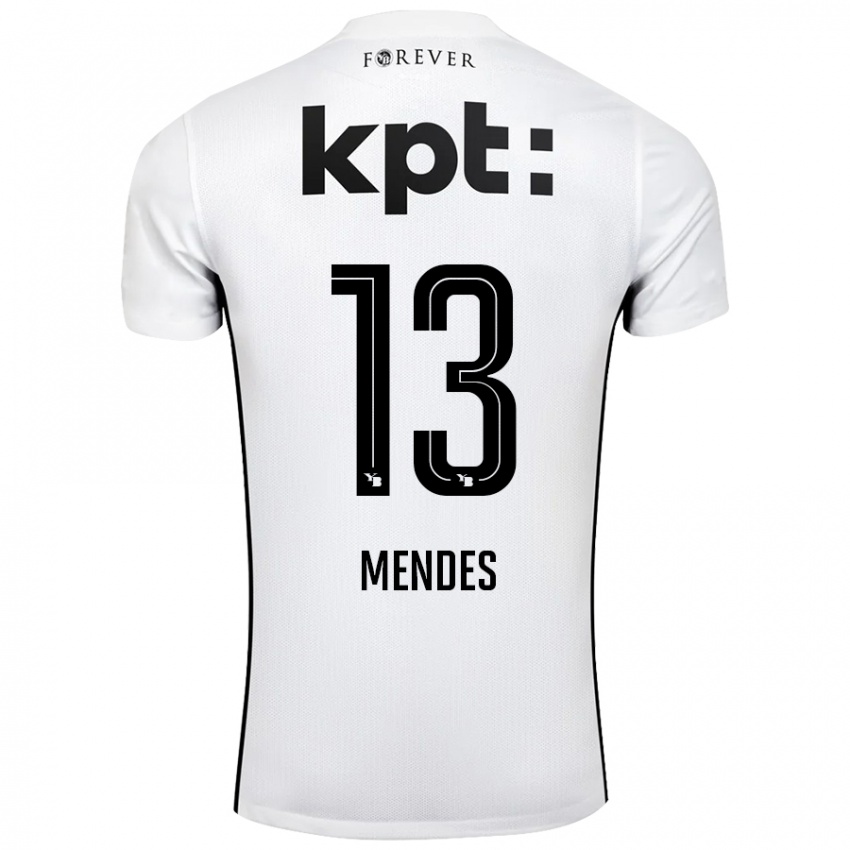 Enfant Maillot Daniel Mendes #13 Blanc Noir Tenues Extérieur 2024/25 T-Shirt Belgique