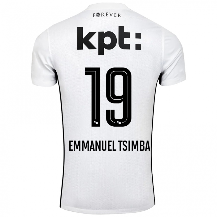 Enfant Maillot Felix Emmanuel Tsimba #19 Blanc Noir Tenues Extérieur 2024/25 T-Shirt Belgique