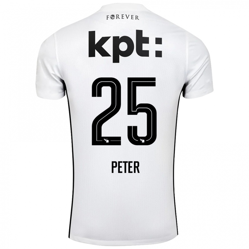 Enfant Maillot Luc Peter #25 Blanc Noir Tenues Extérieur 2024/25 T-Shirt Belgique