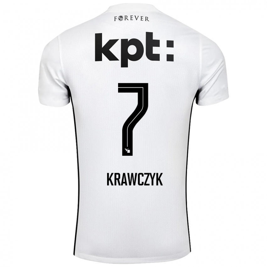 Enfant Maillot Caroline Krawczyk #7 Blanc Noir Tenues Extérieur 2024/25 T-Shirt Belgique