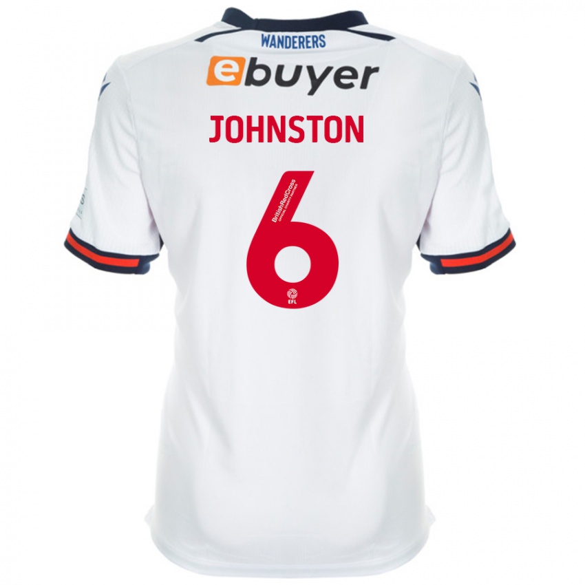 Homme Maillot George Johnston #6 Blanc Tenues Domicile 2024/25 T-Shirt Belgique