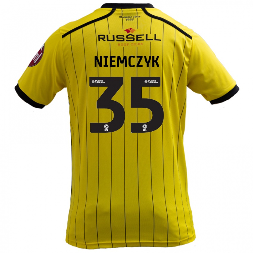 Homme Maillot Jakub Niemczyk #35 Jaune Tenues Domicile 2024/25 T-Shirt Belgique