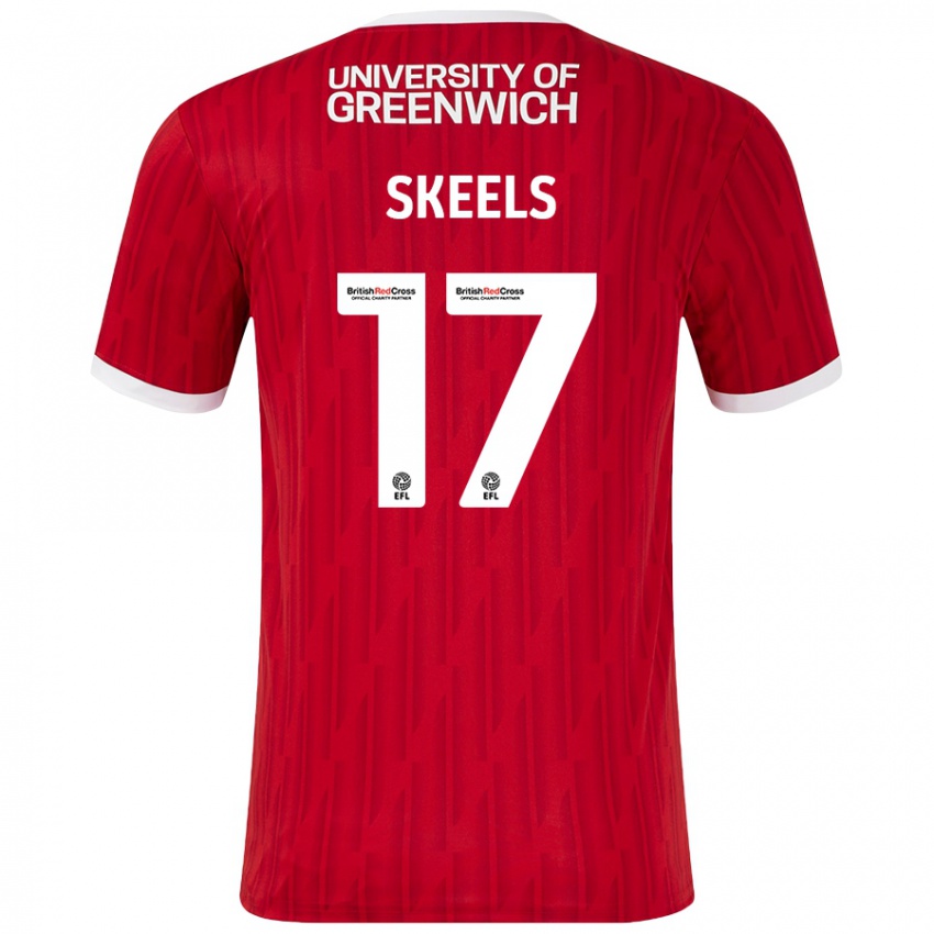 Homme Maillot Kiera Skeels #17 Rouge Blanc Tenues Domicile 2024/25 T-Shirt Belgique