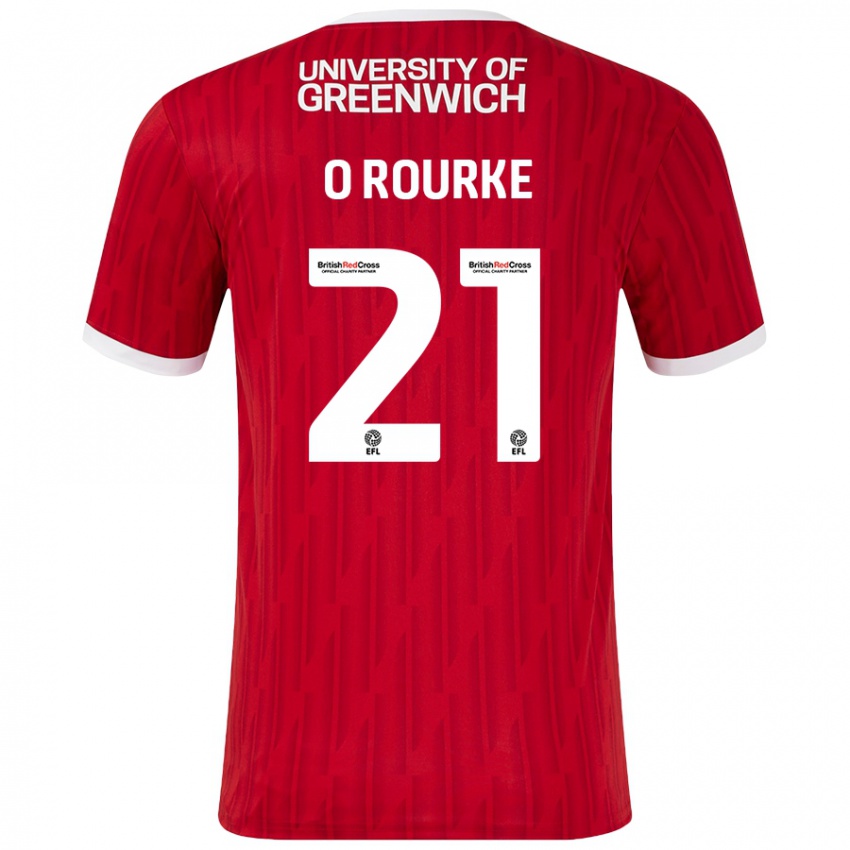 Homme Maillot Sophie O'rourke #21 Rouge Blanc Tenues Domicile 2024/25 T-Shirt Belgique