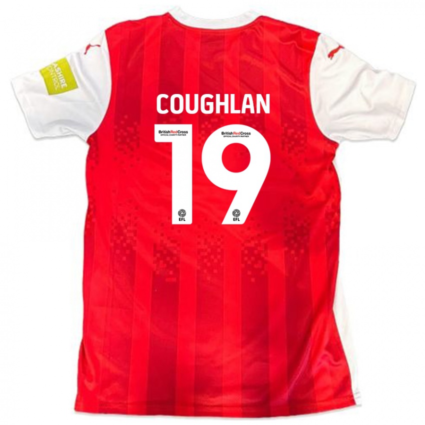 Homme Maillot Ronan Coughlan #19 Rouge Blanc Tenues Domicile 2024/25 T-Shirt Belgique