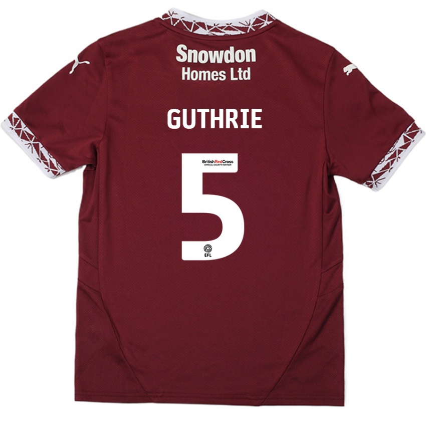 Heren Jon Guthrie #5 Bordeauxrood Thuisshirt Thuistenue 2024/25 T-Shirt België