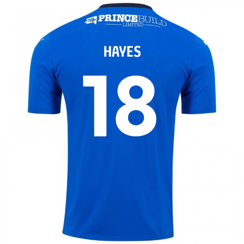 Homme Maillot Cian Hayes #18 Bleu Blanc Tenues Domicile 2024/25 T-Shirt Belgique