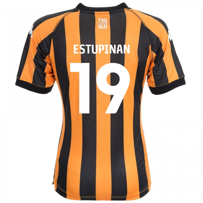 Heren Óscar Estupiñán #19 Zwart Amber Thuisshirt Thuistenue 2024/25 T-Shirt België