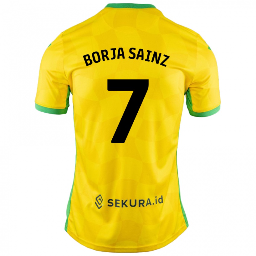 Homme Maillot Borja Sainz #7 Jaune Vert Tenues Domicile 2024/25 T-Shirt Belgique