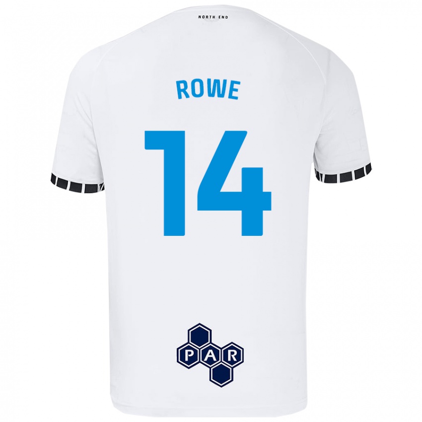 Homme Maillot Sasha Rowe #14 Blanc Tenues Domicile 2024/25 T-Shirt Belgique