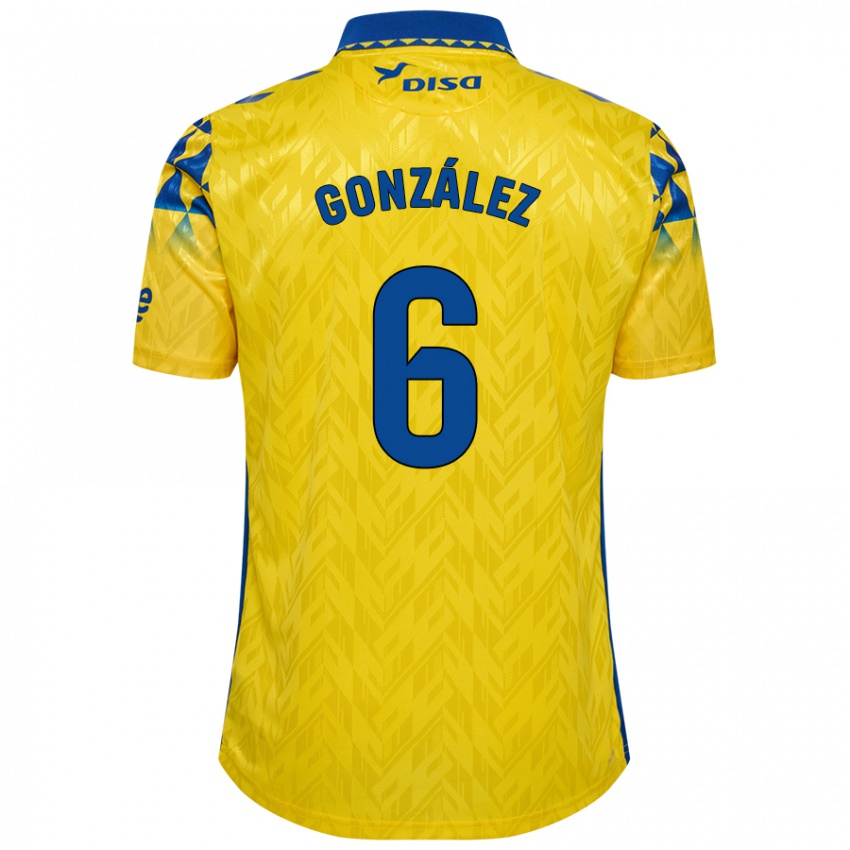 Homme Maillot Fabio González #6 Jaune Bleu Tenues Domicile 2024/25 T-Shirt Belgique