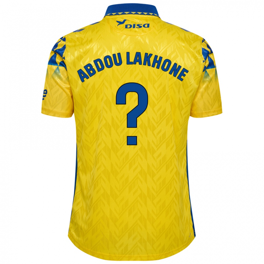 Homme Maillot Pape Abdou Lakhone #0 Jaune Bleu Tenues Domicile 2024/25 T-Shirt Belgique