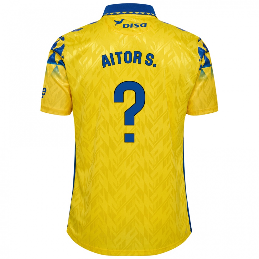 Homme Maillot Aitor Sánchez #0 Jaune Bleu Tenues Domicile 2024/25 T-Shirt Belgique