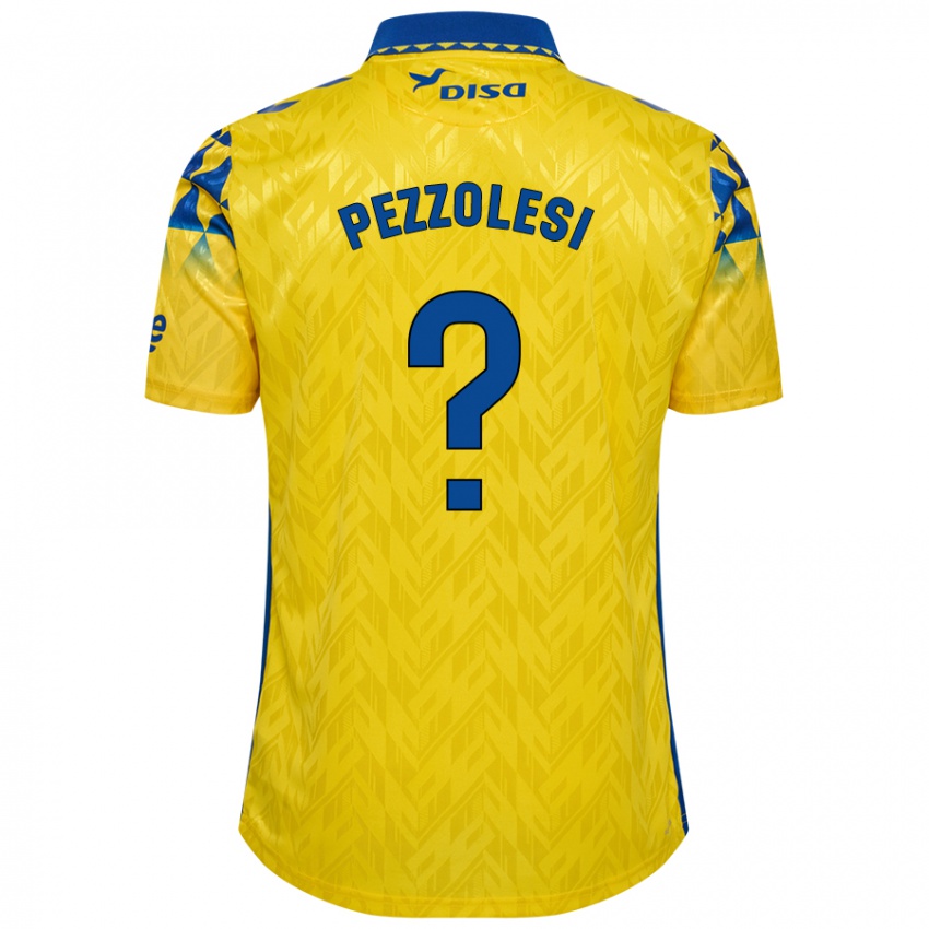 Homme Maillot Valentín Pezzolesi #0 Jaune Bleu Tenues Domicile 2024/25 T-Shirt Belgique