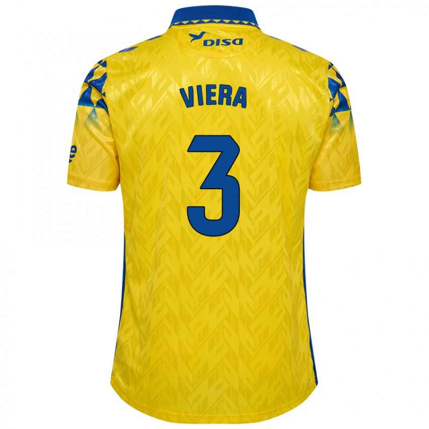 Homme Maillot Óliver Viera #3 Jaune Bleu Tenues Domicile 2024/25 T-Shirt Belgique