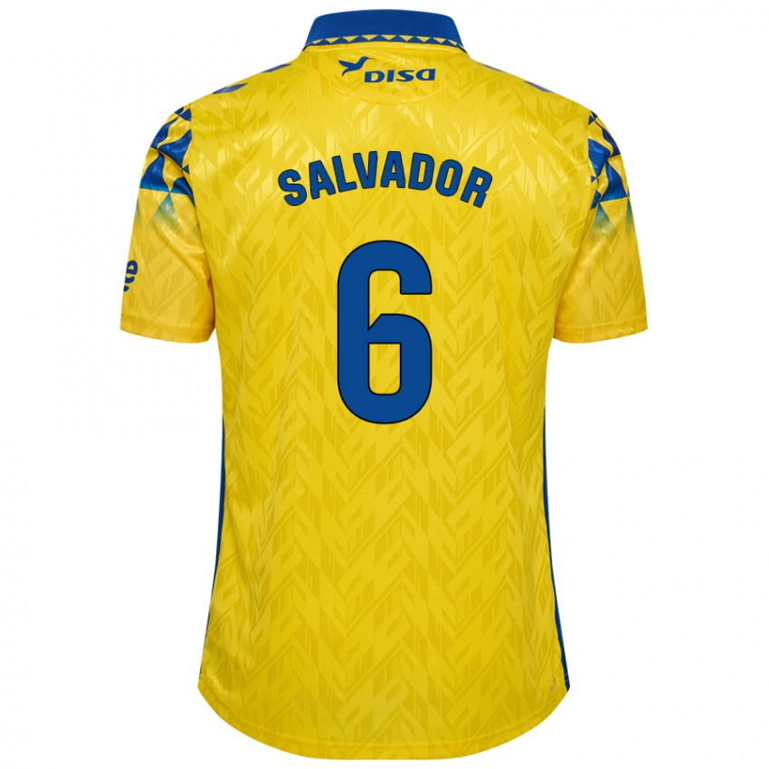 Homme Maillot Pol Salvador #6 Jaune Bleu Tenues Domicile 2024/25 T-Shirt Belgique