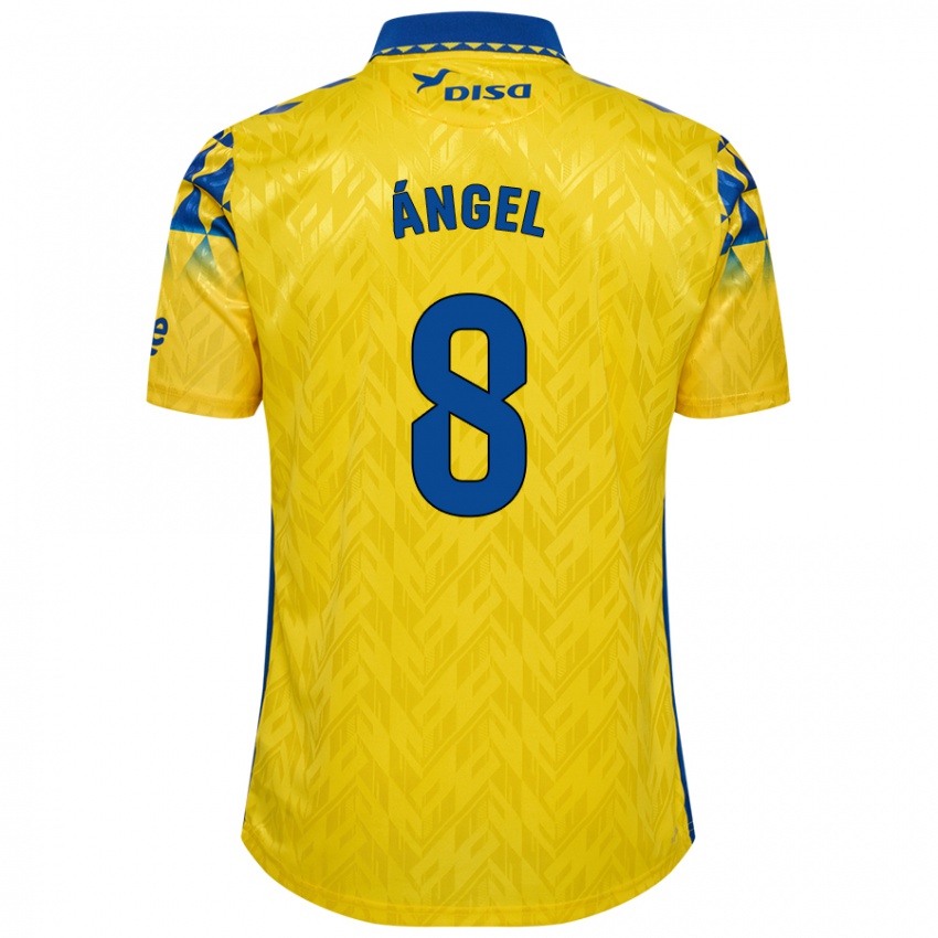 Homme Maillot José Ángel #8 Jaune Bleu Tenues Domicile 2024/25 T-Shirt Belgique