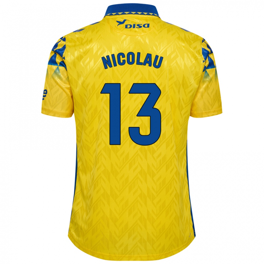 Homme Maillot Nacho Nicolau #13 Jaune Bleu Tenues Domicile 2024/25 T-Shirt Belgique