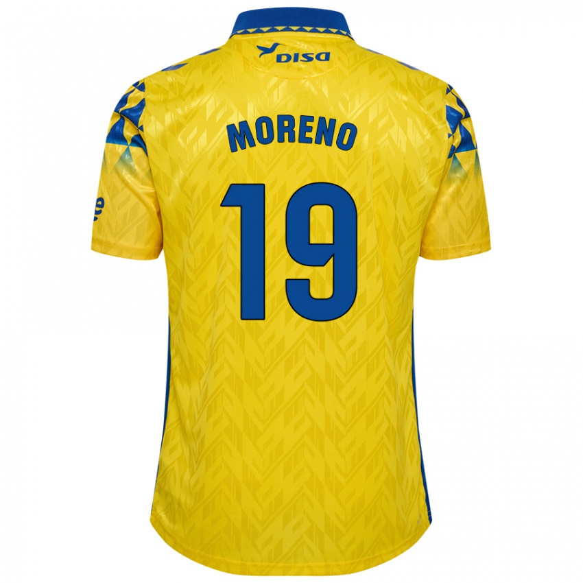 Homme Maillot Fernando Moreno #19 Jaune Bleu Tenues Domicile 2024/25 T-Shirt Belgique