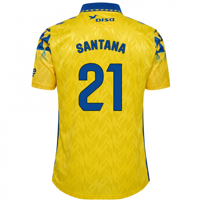 Homme Maillot Yadam Santana #21 Jaune Bleu Tenues Domicile 2024/25 T-Shirt Belgique