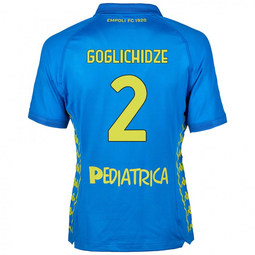 Homme Maillot Saba Goglichidze #2 Bleu Tenues Domicile 2024/25 T-Shirt Belgique