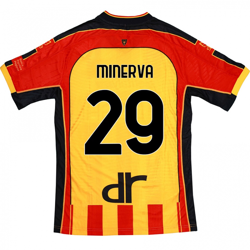 Heren Francesco Minerva #29 Geel Rood Thuisshirt Thuistenue 2024/25 T-Shirt België