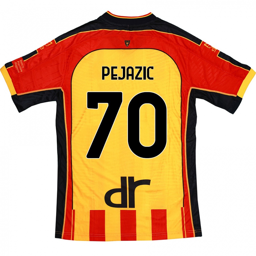 Heren Mario Pejazic #70 Geel Rood Thuisshirt Thuistenue 2024/25 T-Shirt België