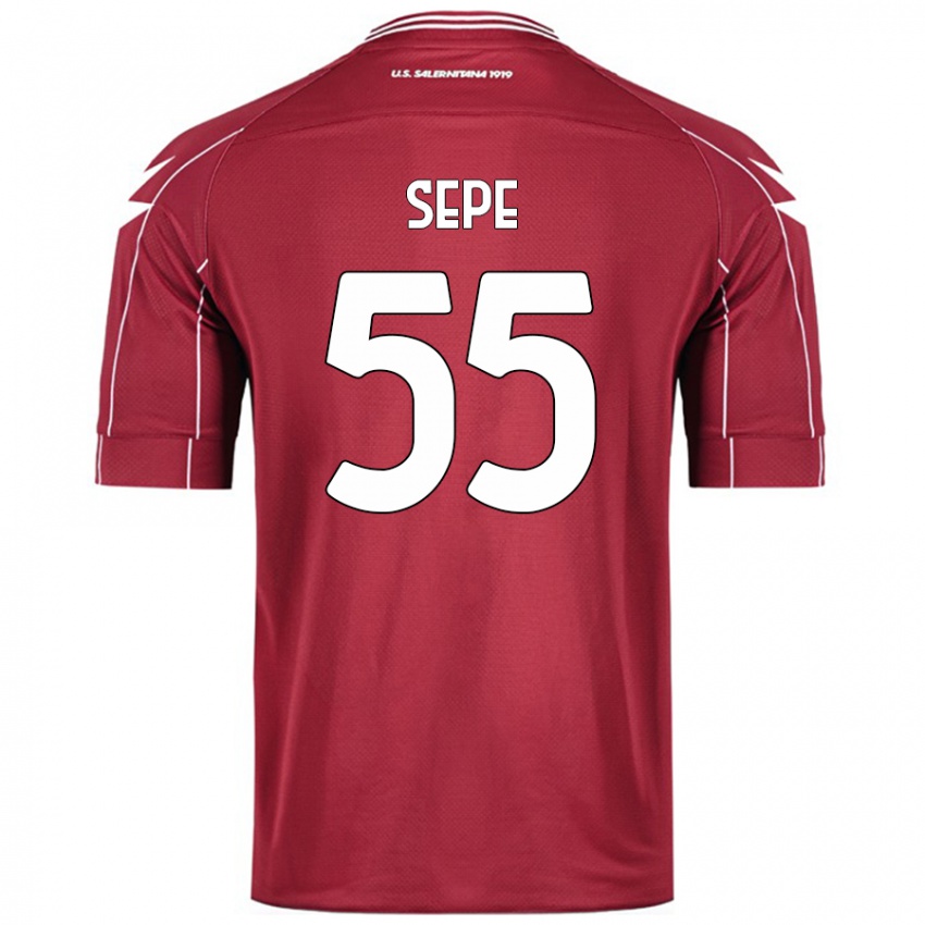 Homme Maillot Luigi Sepe #55 Bordeaux Tenues Domicile 2024/25 T-Shirt Belgique