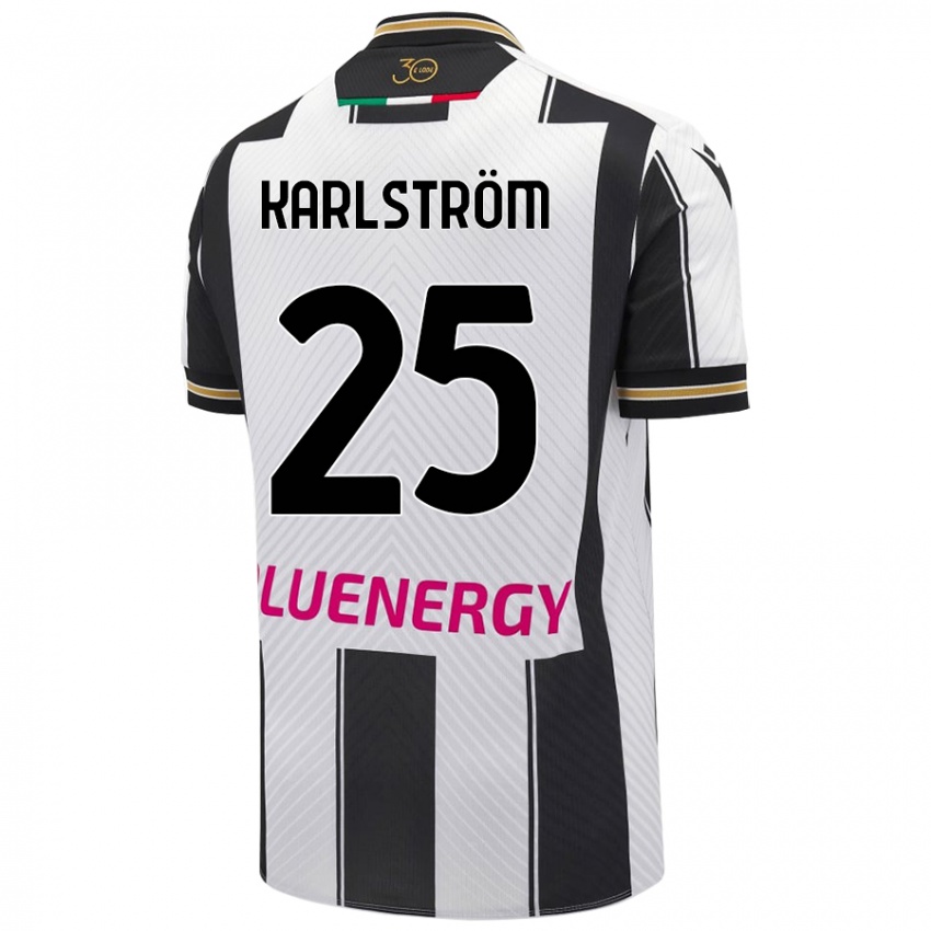 Homme Maillot Jesper Karlström #25 Blanc Noir Tenues Domicile 2024/25 T-Shirt Belgique