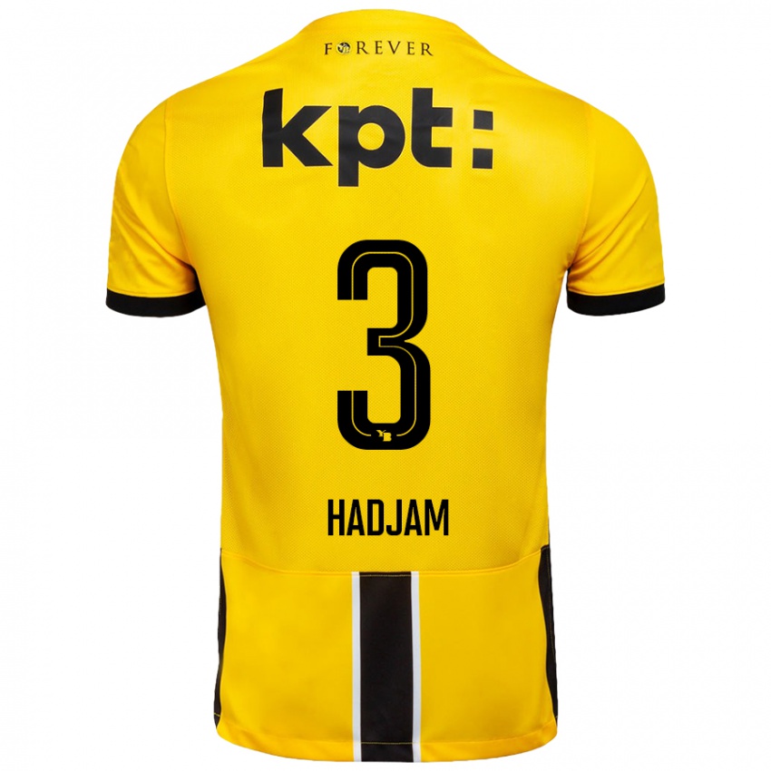 Homme Maillot Jaouen Hadjam #3 Jaune Noir Tenues Domicile 2024/25 T-Shirt Belgique