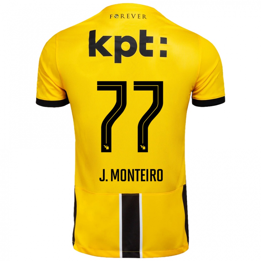 Homme Maillot Joël Monteiro #77 Jaune Noir Tenues Domicile 2024/25 T-Shirt Belgique