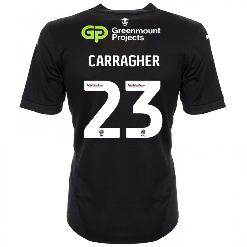 Homme Maillot James Carragher #23 Noir Tenues Extérieur 2024/25 T-Shirt Belgique