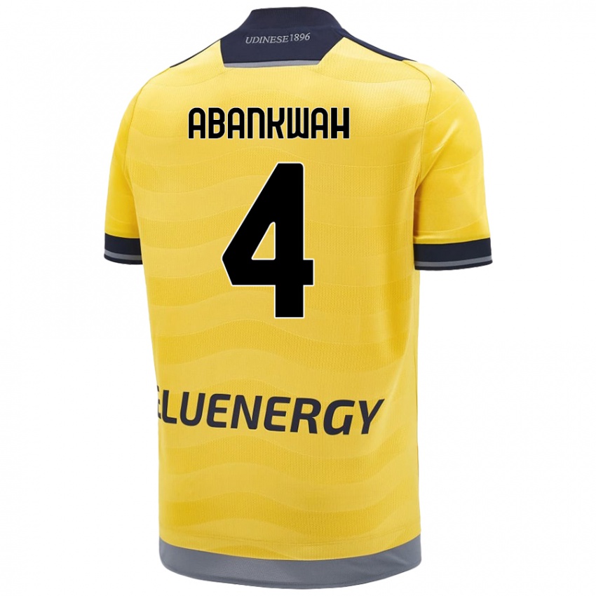 Homme Maillot James Abankwah #4 Doré Tenues Extérieur 2024/25 T-Shirt Belgique