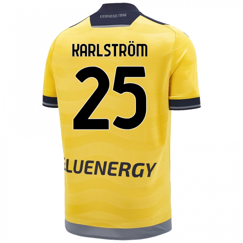 Homme Maillot Jesper Karlström #25 Doré Tenues Extérieur 2024/25 T-Shirt Belgique